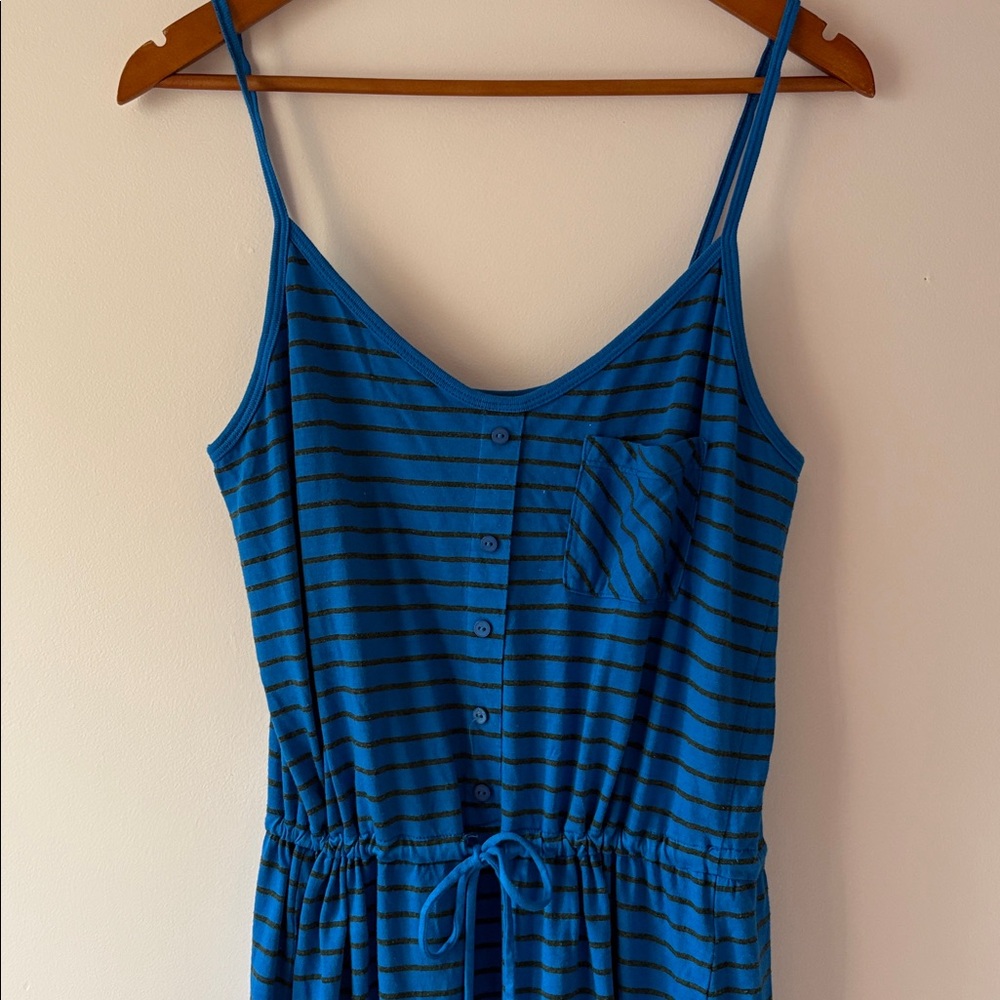 3 Three Dots Blue Striped cotton Knit Dress - Picture 4 of 8